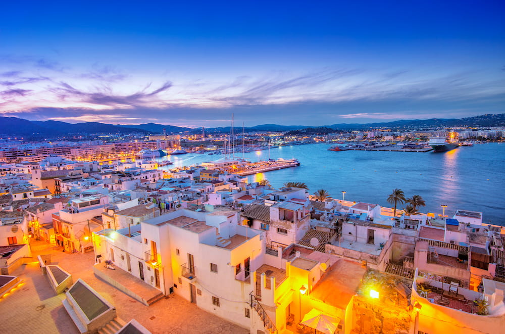 Ibiza Old Town and Harbour at dusk