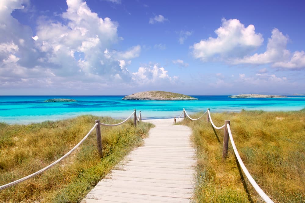 Beach way to Illetas paradise in Formentera near Ibiza