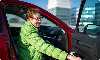 Women opening car door