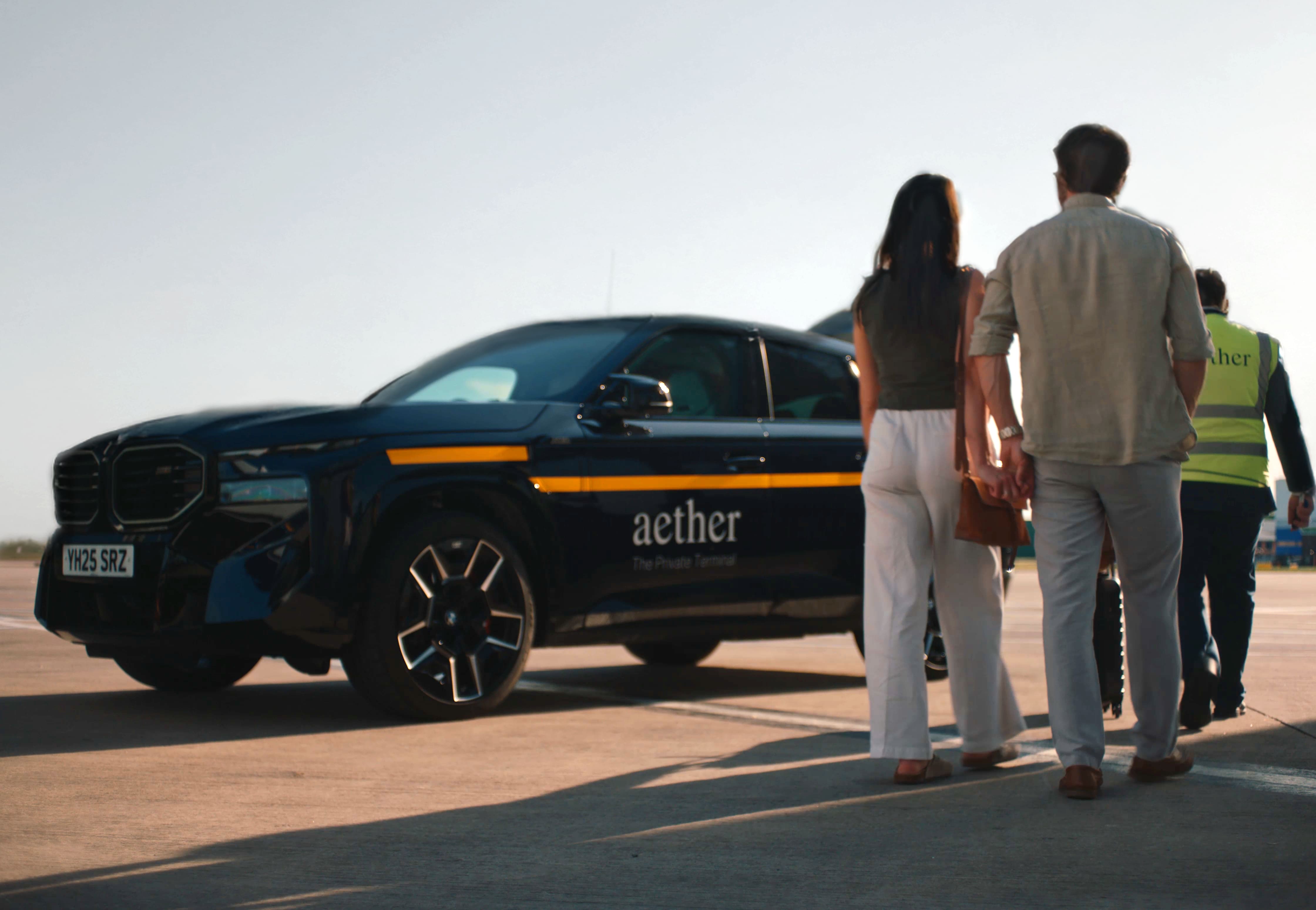 Passengers about to get into aether car