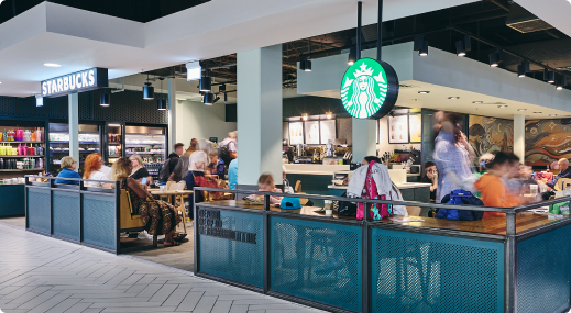 Entrance to Starbucks seating area