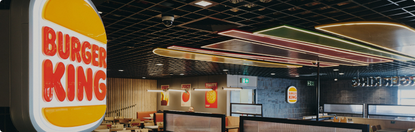 Burger King sign and seating area